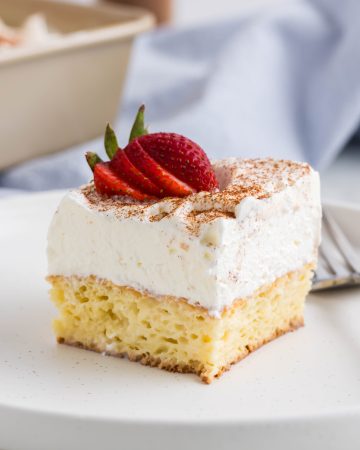pieces of tres leches cake on the plate