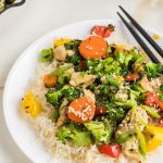 chicken stir fry over the rice