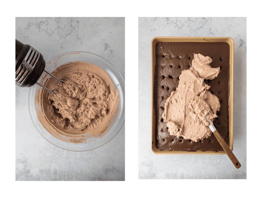 2 pictures of spreading whipping cream