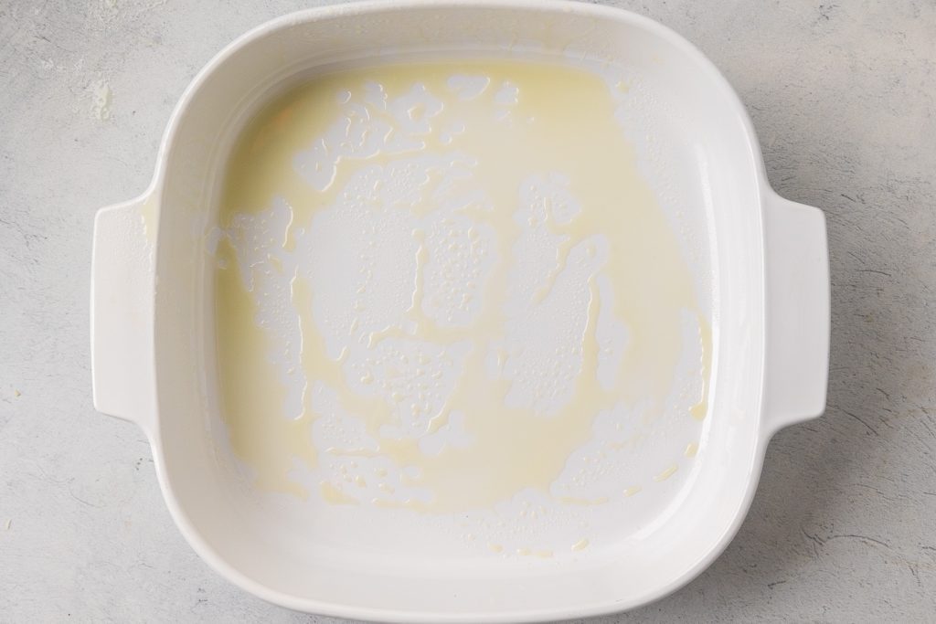 baking dish sprayed with olive oil