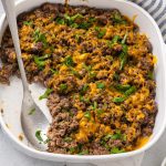 Ground Beef Casserole in the baking dish