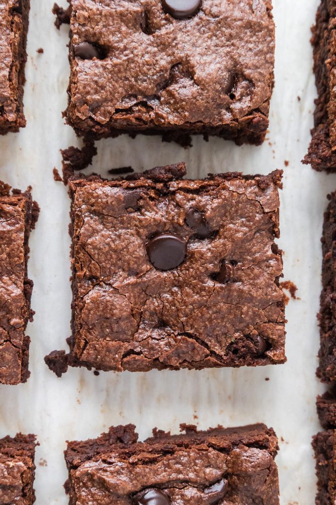 cut brownies on the parchment paper
