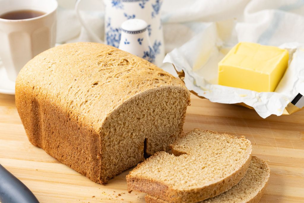 Freshly Milled Flour Bread cut 2 pieces.