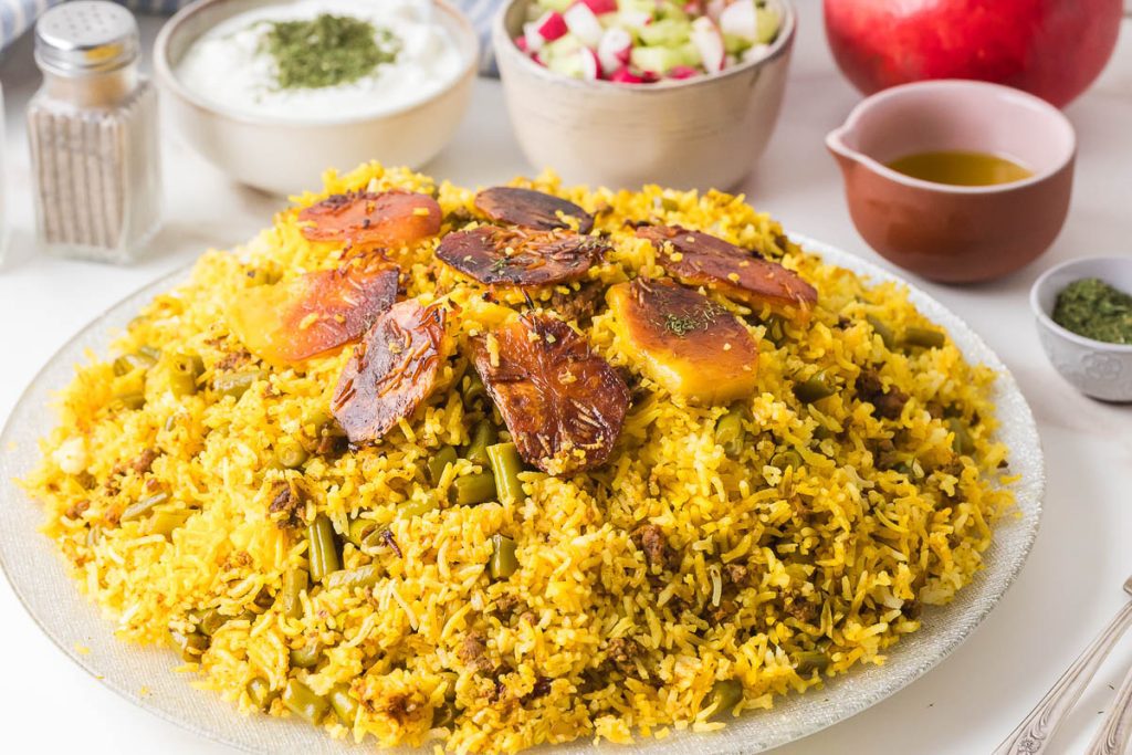 Lubia Polo - rice with green beans and beef. 