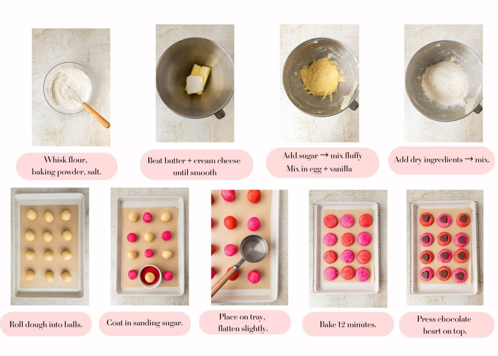 instructions how to make chocolate heart cookies.