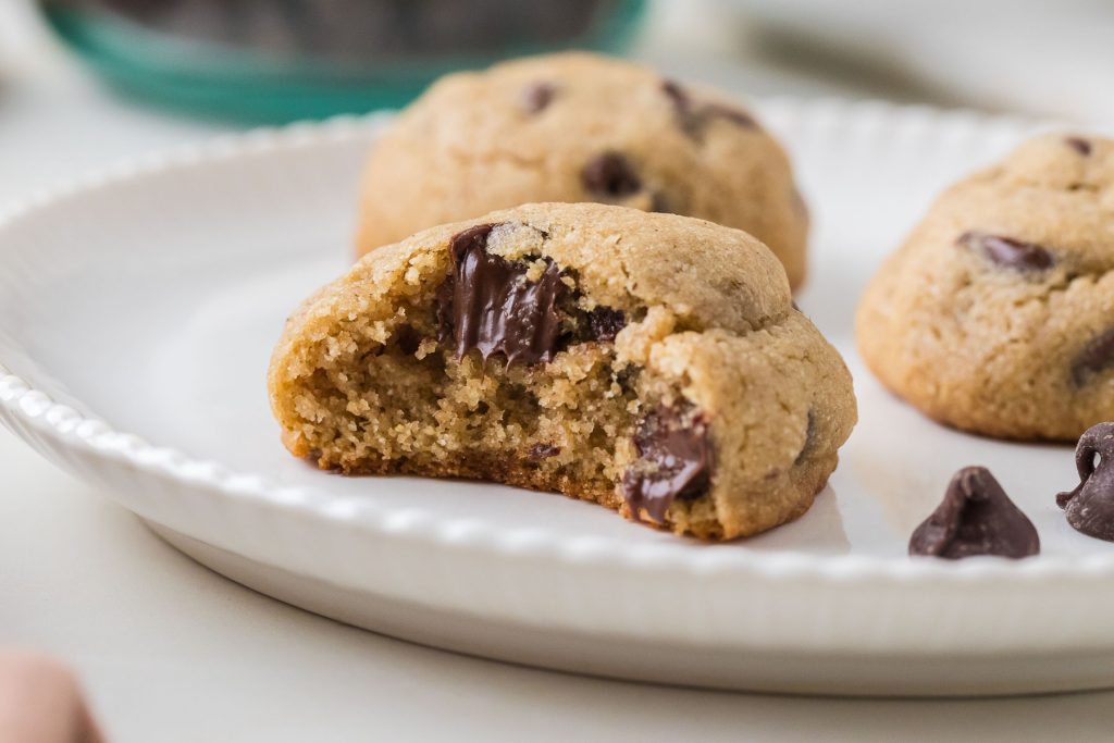 Barley chocolate chip cookies on the plate.