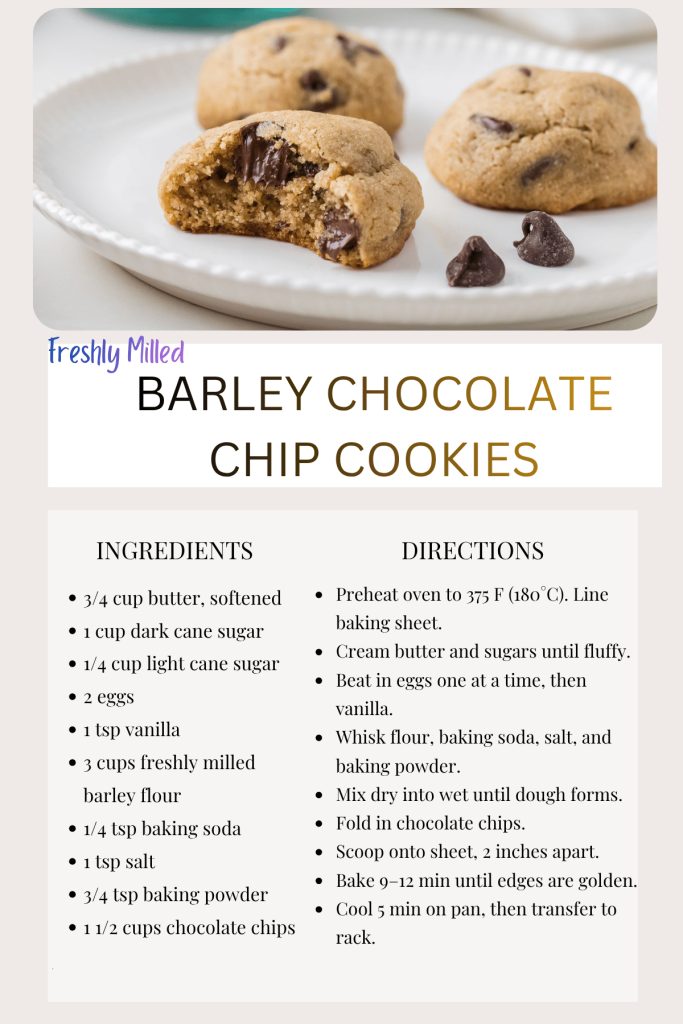 Barley Chocolate Chip Cookie recipe card
