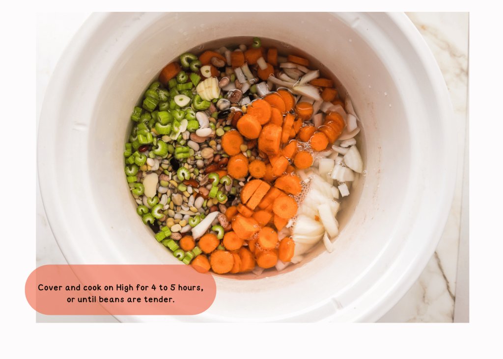 slow cooker with bean soup ingredients