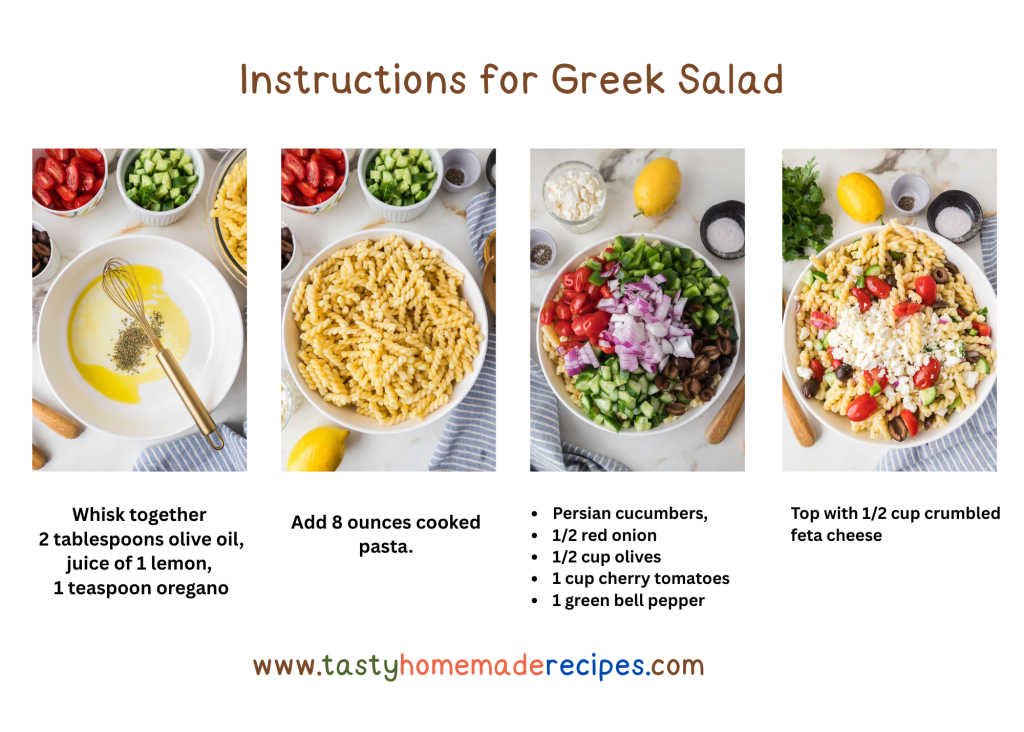 INSTRUCTIONS FOR GREEK SALAD - 4 pictures