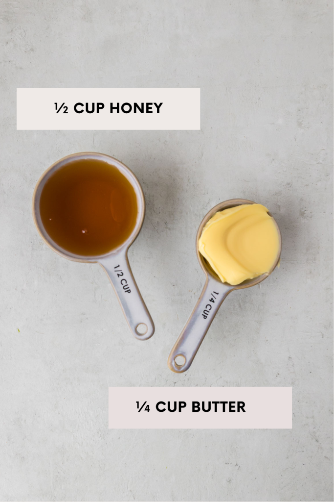 honey and butter in the measurement cups