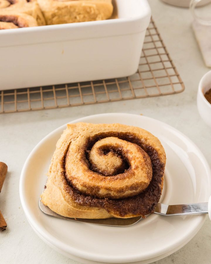 Soft, fluffy cinnamon rolls made with freshly milled flour, topped with creamy icing.